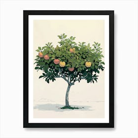 Apple Tree Pixel Illustration 3 Art Print