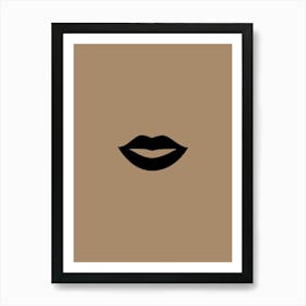 Black Lips On A Brown Background print Art Print