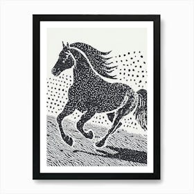 Horse Galloping dotwork Art Print