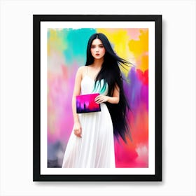 Asian Girl In Colorful Dress Art Print