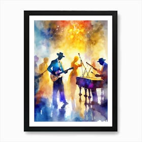 Watercolor Of Musicians 1 Art Print