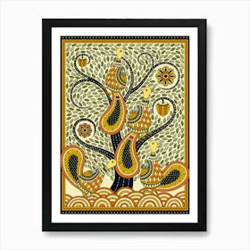 Peacocks In The Whirl Tree In Autumn Color Art Print