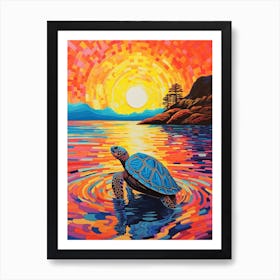 Sea Turtle Geometric Brushstrokes 1 Art Print