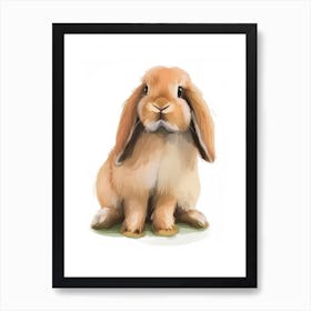 English Lop Rabbit Kids Illustration 4 Art Print