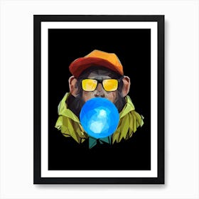 Monkey Blowing Bubble Gum Art Print