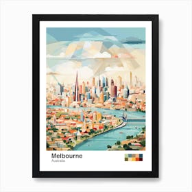 Melbourne, Australia, Geometric Illustration 1 Poster Art Print