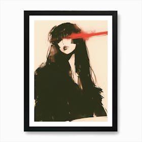 Woman in Front of the Laser Light Art Print