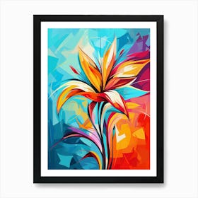 Lily Flower III, Abstract Vibrant Colorful Painting in Van Gogh Style Art Print