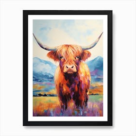 Colourful Impressionism Style Painting Of A Highland Cow 5 Art Print