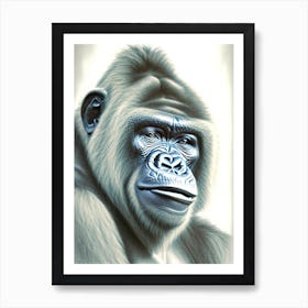 Cheeky Gorilla Gorillas Greyscale Sketch 1 Art Print