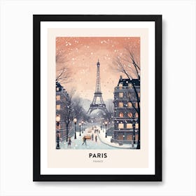Winter Night  Travel Poster Paris France 1 Art Print
