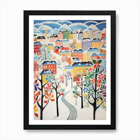 Winter Snow Oslo   Norway Snow Illustration 3 Art Print