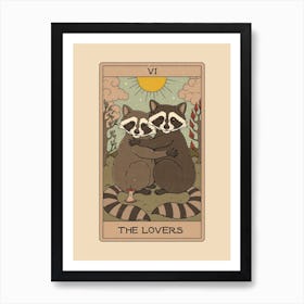 The Lovers   Raccoons Tarot Art Print