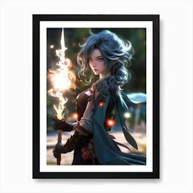 Anime Girl Holding A Sword Art Print