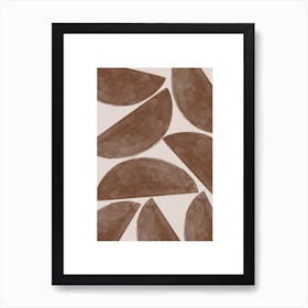 Brown Leaves Geometric Shapes Art Print