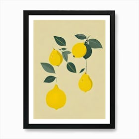 Lemons On A Branch Abstract Simple Lines Art Print