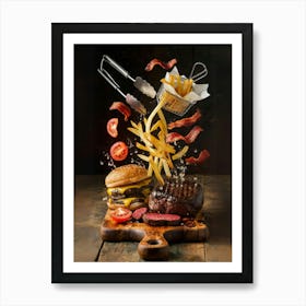 Burger And Fries Art Print