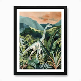 Dinosaur In The Leafy Foliage Painting Art Print