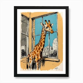 Default Draw Me A Giraffe With A Telescopic Neck Peeking Into 1 Art Print