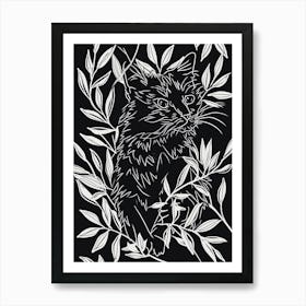 Highlander Cat Minimalist Illustration 3 Art Print