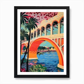 Vizcaya Bridge, Getxo, Spain, Colourful 3 Art Print