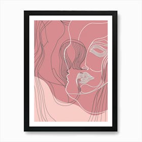 Line Art Intricate Simplicity In Pink 5 Art Print