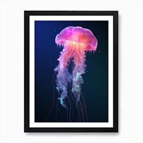 Sea Nettle Jellyfish Neon Illustration 4 Art Print