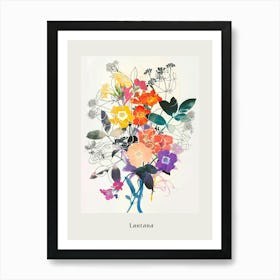 Lantana 2 Collage Flower Bouquet Poster Art Print