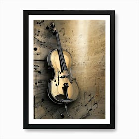 Violin On Music Sheet 1 Art Print