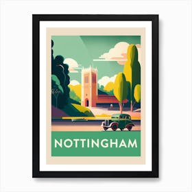 Nottingham Vintage Travel Poster Art Print