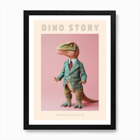 Pastel Toy Dinosaur In A Suit & Tie 4 Poster Art Print