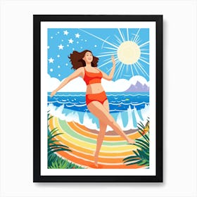 Body Positivity Day At The Beach Colourful Illustration  7 Art Print