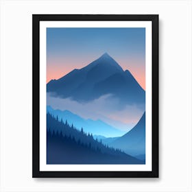 Misty Mountains Vertical Composition In Blue Tone 103 Art Print