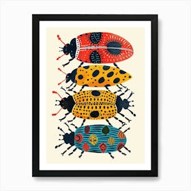 Colourful Insect Illustration Ladybug 1 Art Print