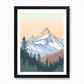 Mount Diablo Usa Color Line Drawing (5) Art Print