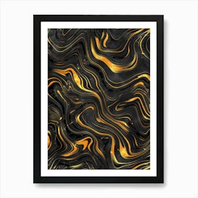 Gold And Black Marble Pattern Art Print