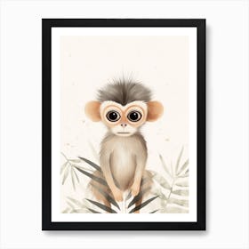 Watercolour Jungle Animal Baby Spider Monkey 2 Art Print