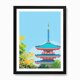 Senso Ji Temple Tokyo 3 Colourful Illustration Art Print