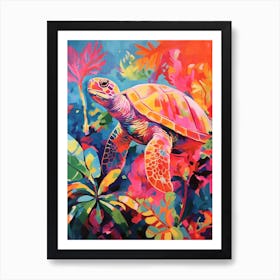 Colourful Sea Turtle Warm Tones Art Print