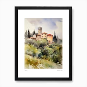 Vinci, Tuscany, Italy 1 Watercolour Travel Poster Art Print