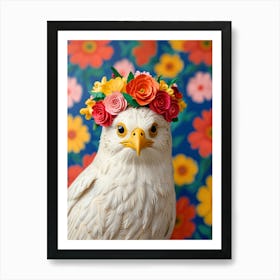 Eagle With Flower Crown Art Print