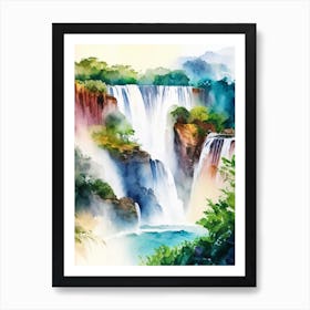 Iguazu Falls Of The South, Argentina Water Colour  (1) Art Print