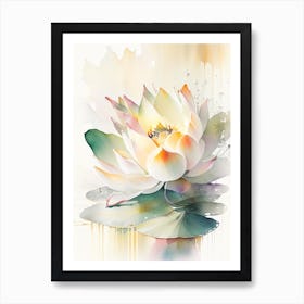 Giant Lotus Storybook Watercolour 4 Art Print