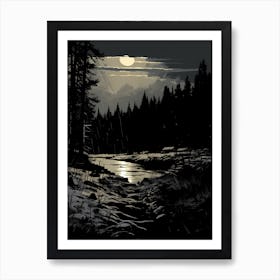 Moonlight In The Forest Art Print