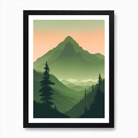 Misty Mountains Vertical Composition In Green Tone 17 Art Print