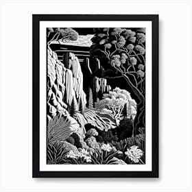 Garden Of The Gods, 1, Usa Linocut Black And White Vintage Art Print