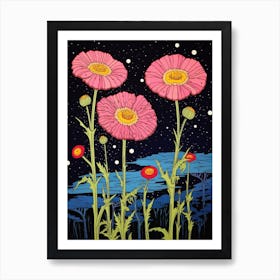 Nightime Flower Illustration Art Print