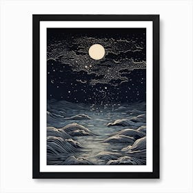 Moonlight Over The Ocean 6 Art Print