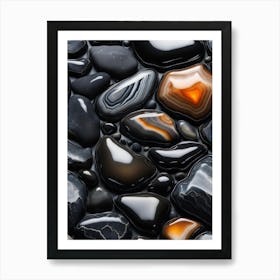 Black And Orange Stones Art Print