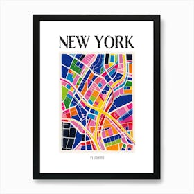 Flushing New York Colourful Silkscreen Illustration 3 Poster Art Print